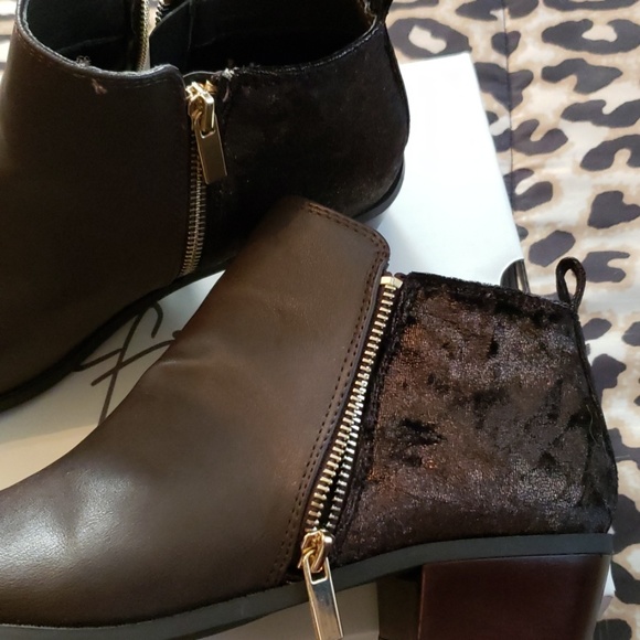 Brown & Velvet Ankle Booties - Picture 2 of 8